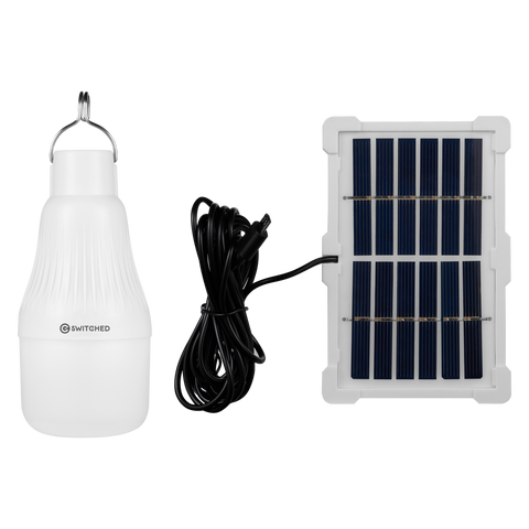 SWITCHED Solar Powered LED Light Bulb with Solar Panel